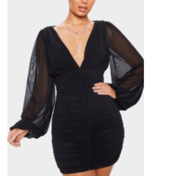 balloon sleeve bodycon dress